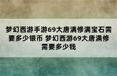 梦幻西游手游69大唐满修满宝石需要多少银币 梦幻西游69大唐满修需要多少钱